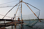 Kerala - Kochi the Chinese fishing net. 